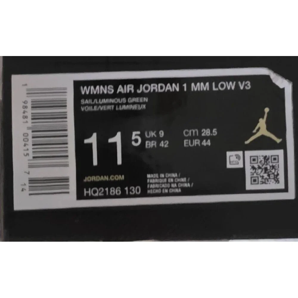 Nike Air Jordan 1 MM Low V3 Sail Luminous Green W 11.5 M 10 HQ2186 130